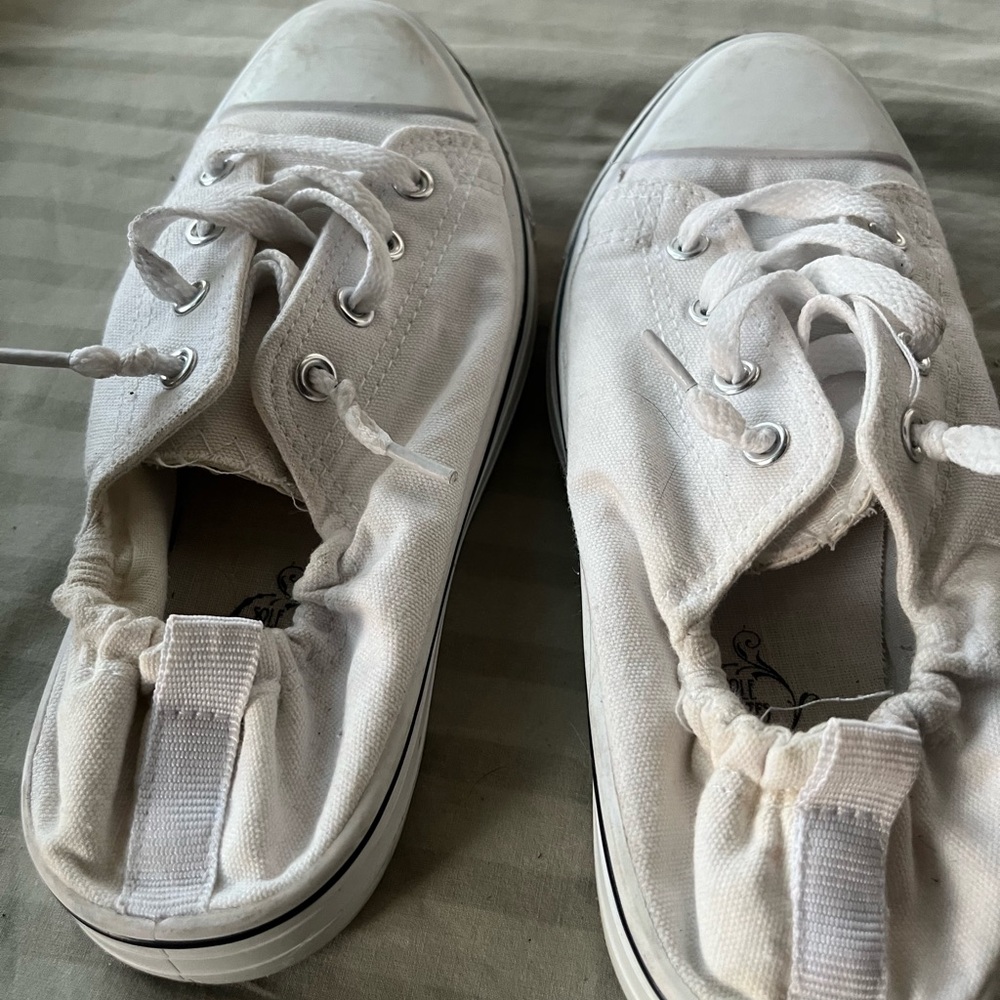 Kids White Canvas Sneakers - Picture 2 of 4